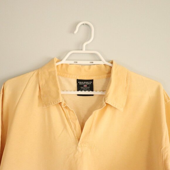 Ralph Lauren Polo Men's Large Collared Pullover Yellow Short Sleeve T-Shirt Top - Picture 3 of 10